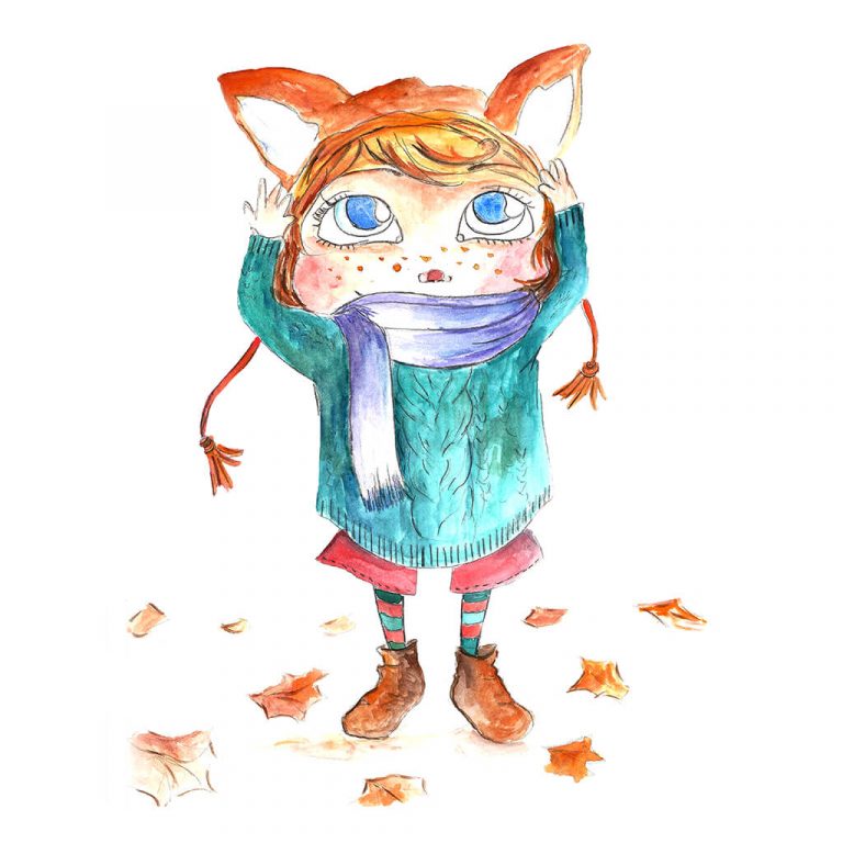 Illustration petit garçon bonnet renard